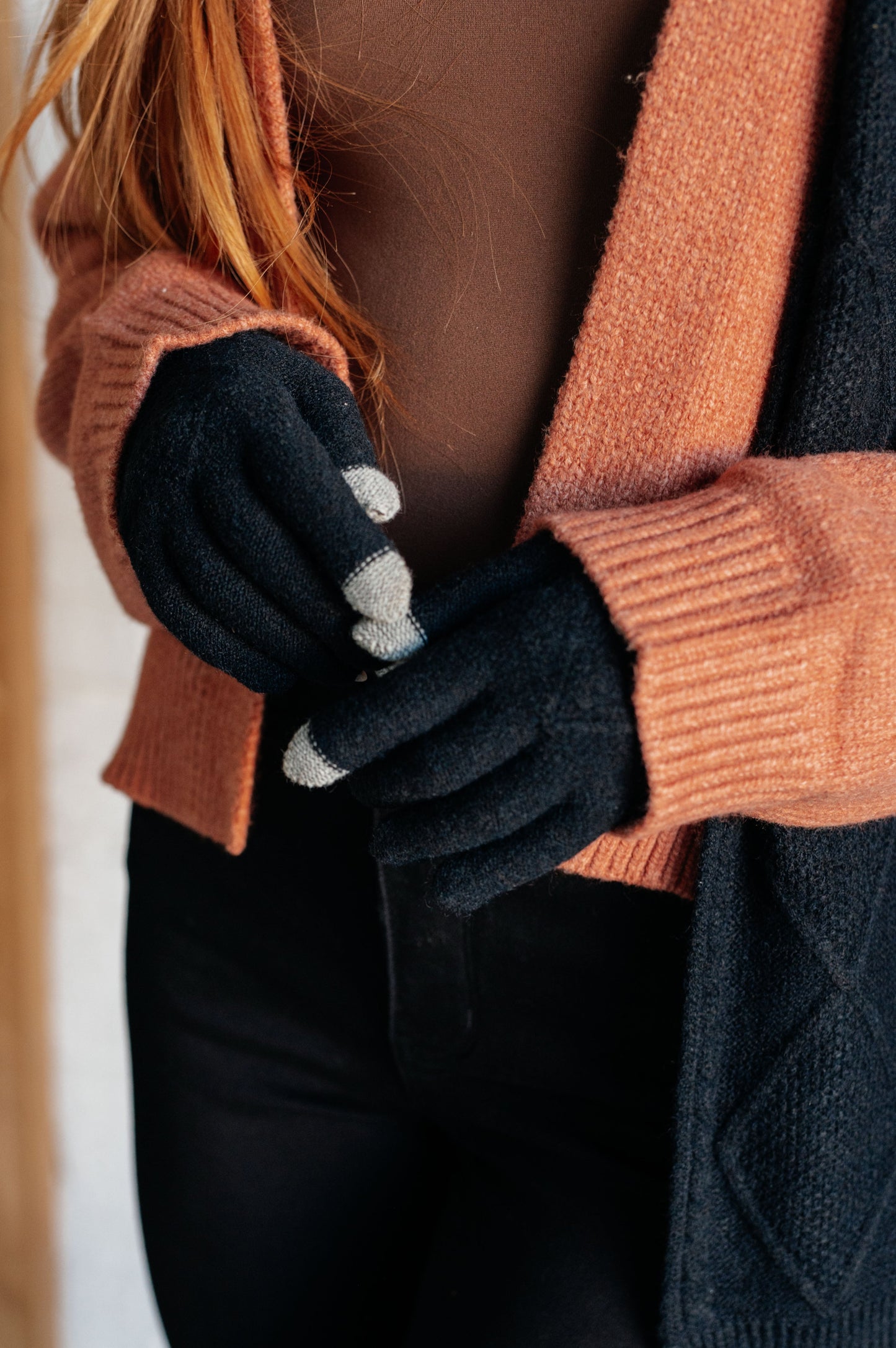 Jane Frost Beanie, Glove, and Scarf Set In Black MadreForte LLC