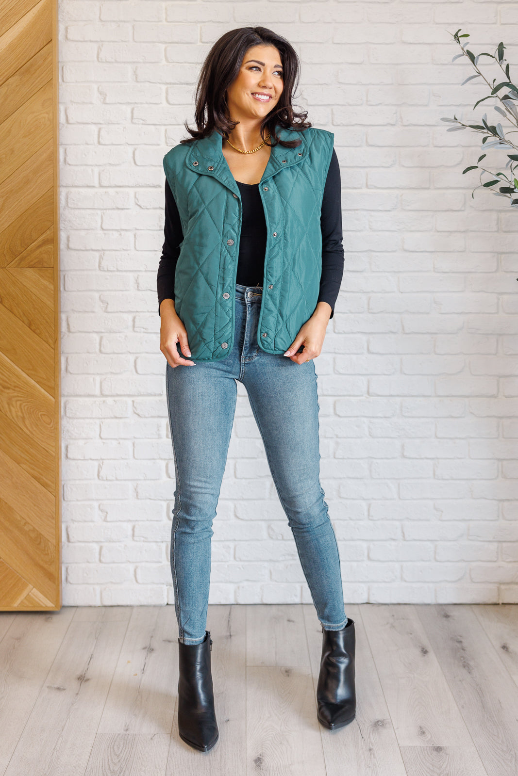 Layering Queen Quilted Puffer Vest in Hunter Green MadreForte LLC