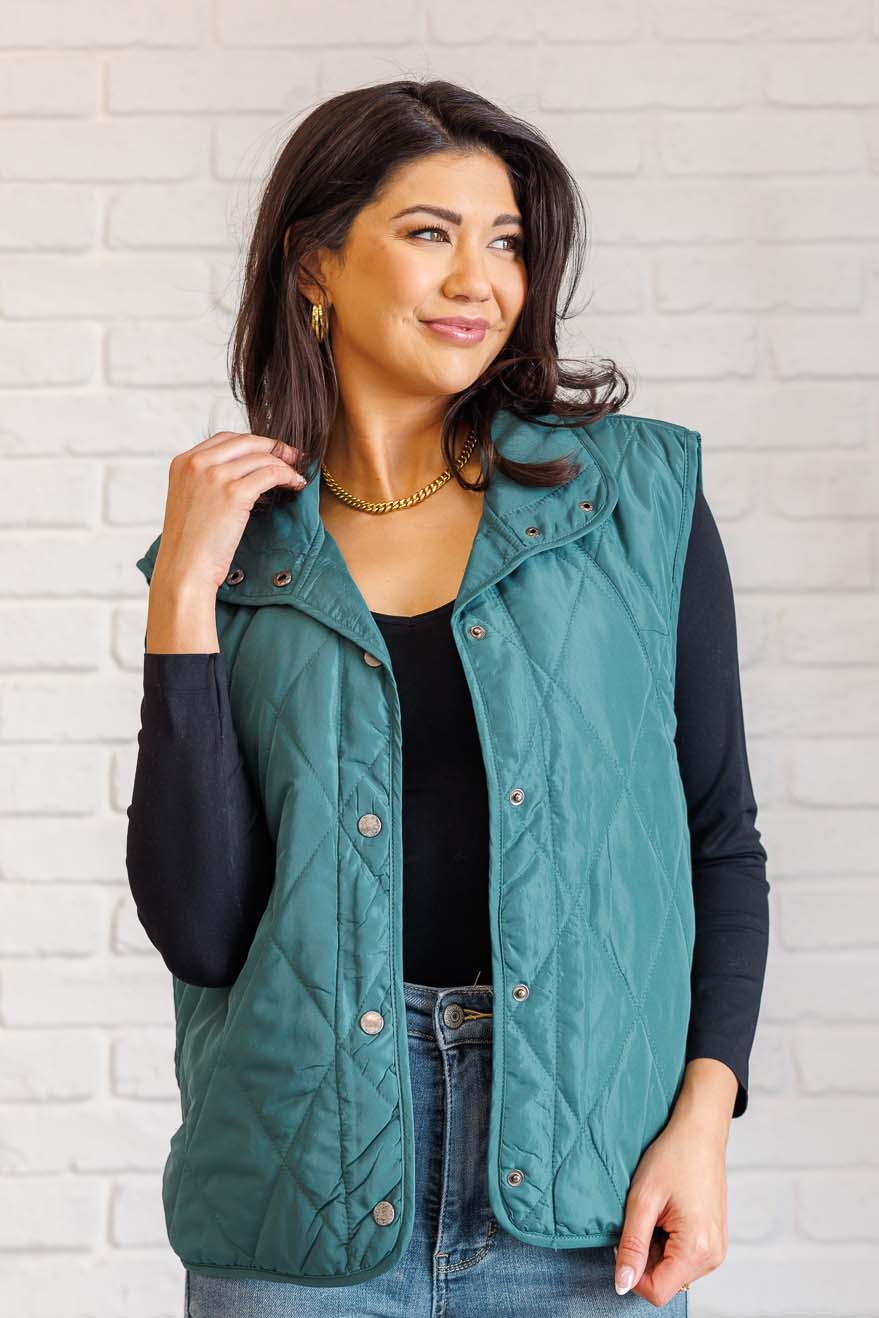 Layering Queen Quilted Puffer Vest in Hunter Green MadreForte LLC