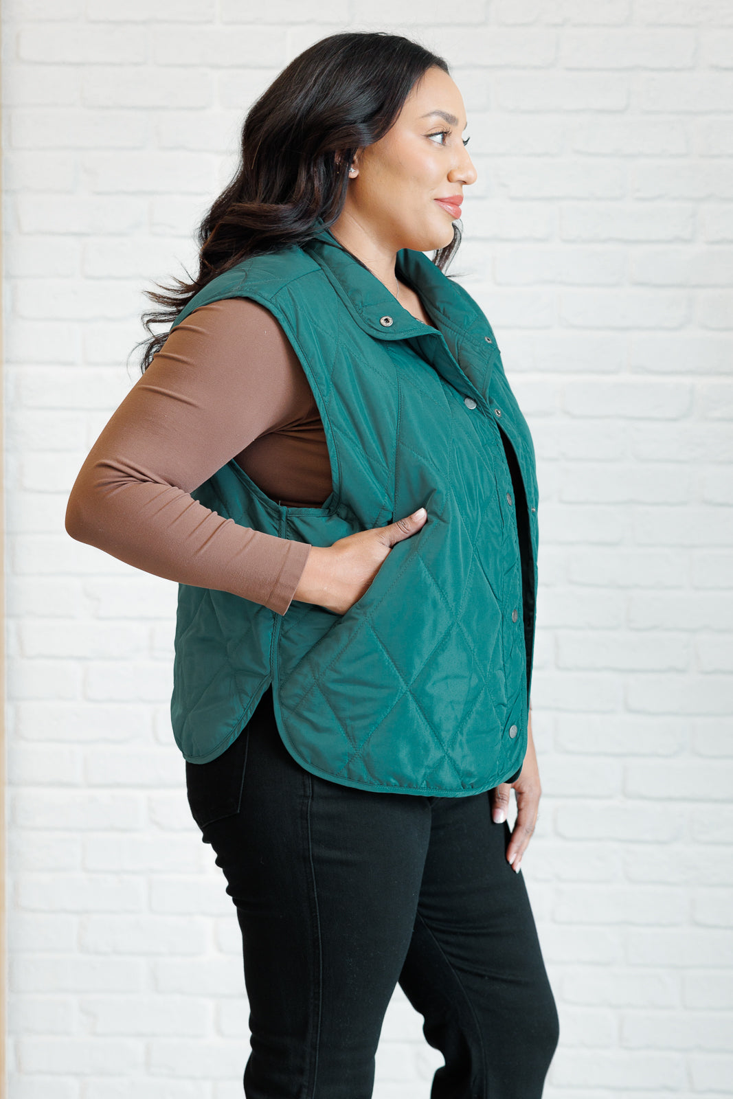 Layering Queen Quilted Puffer Vest in Hunter Green MadreForte LLC