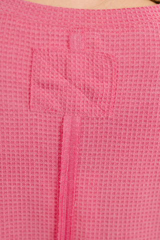 Leave It to Me Waffle Knit Relaxed Tee in  Pink