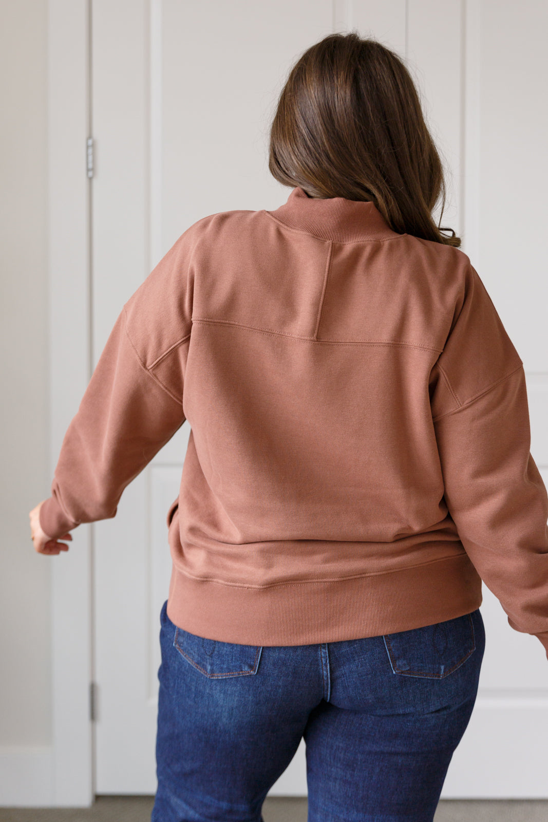 Make No Mistake Mock Neck Pullover in Cocoa MadreForte LLC