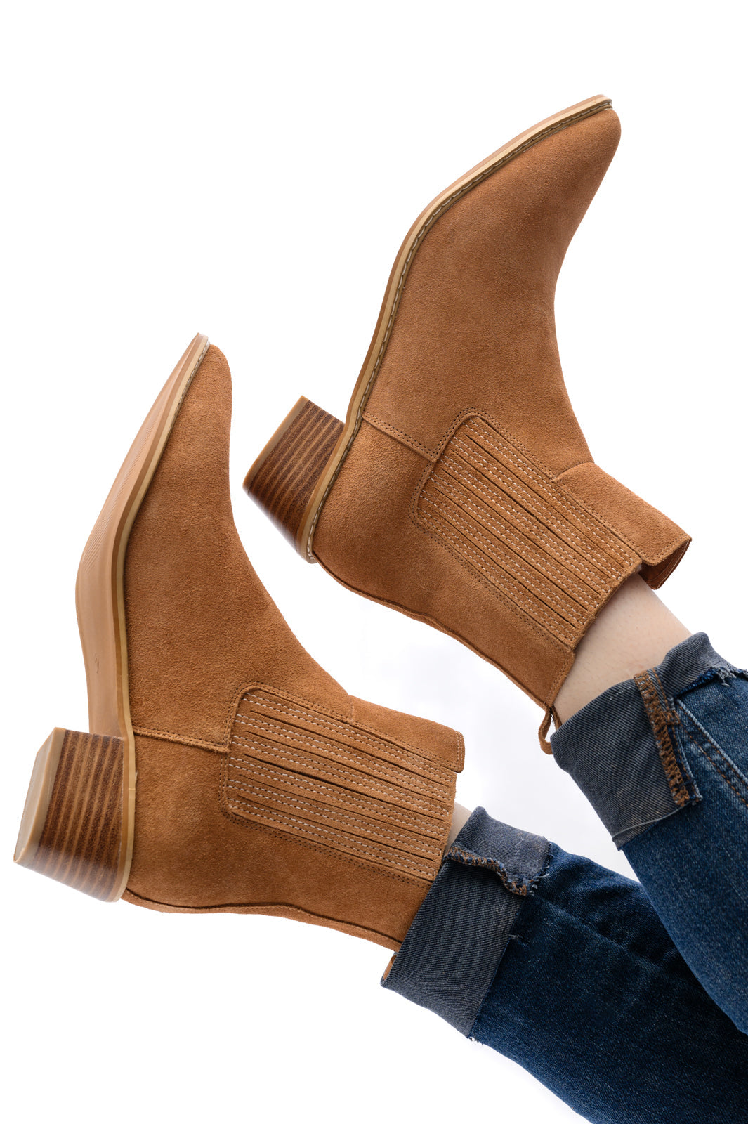 Leonor Suede Ankle Boot in Tan MadreForte LLC