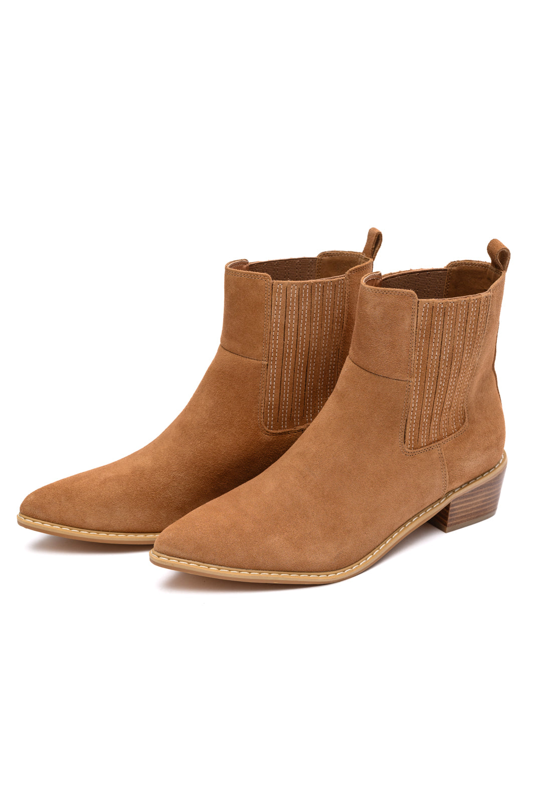 Leonor Suede Ankle Boot in Tan MadreForte LLC