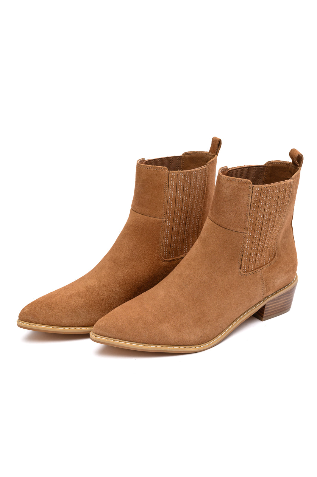 Leonor Suede Ankle Boot in Tan MadreForte LLC