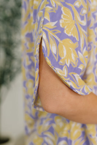 Lizzy Breeze Top in Purple and Yellow Floral