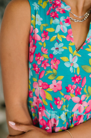 Lizzy Three Tier Tank Dress in Large Ditsy Floral