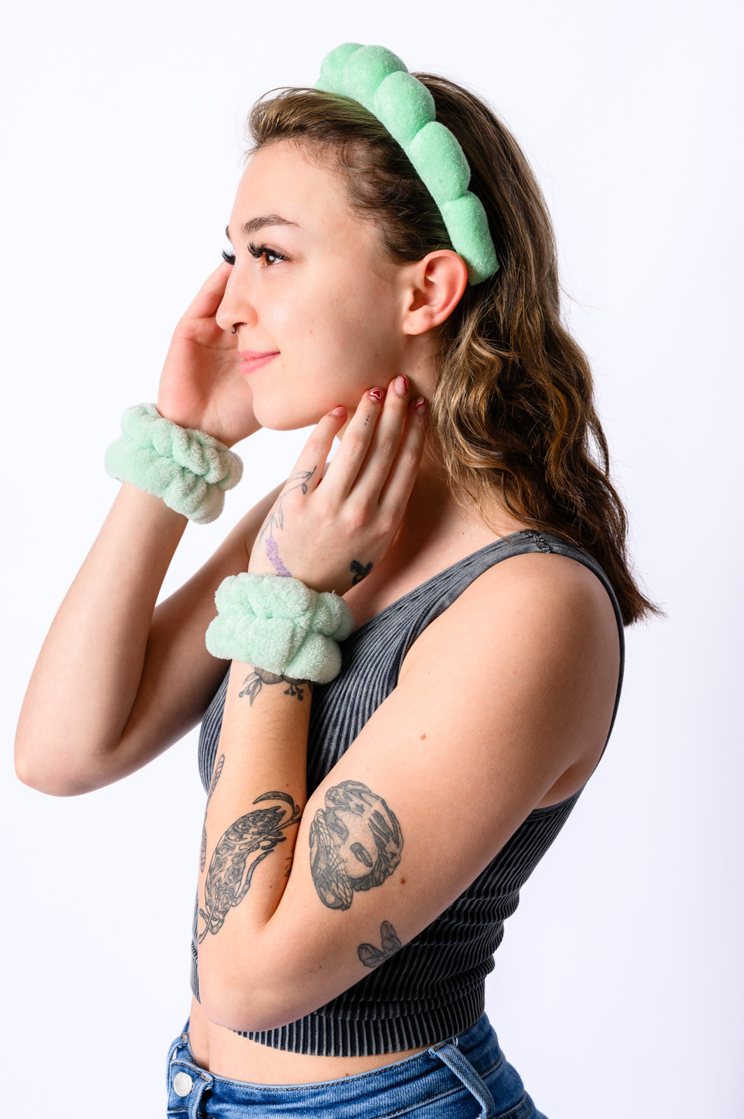 Lost in the Moment Headband and Wristband Set in Green MadreForte LLC