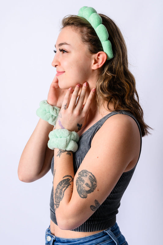 Lost in the Moment Headband and Wristband Set in Green MadreForte LLC