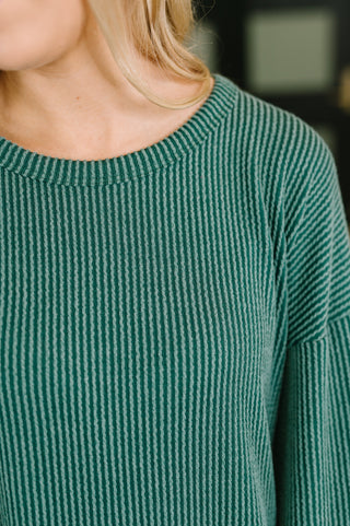 Love to Love You Textured Knit Dress in Hunter Green