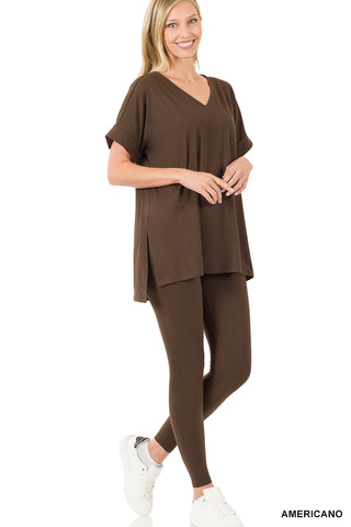 Brushed microfiber loungewear set Zenana