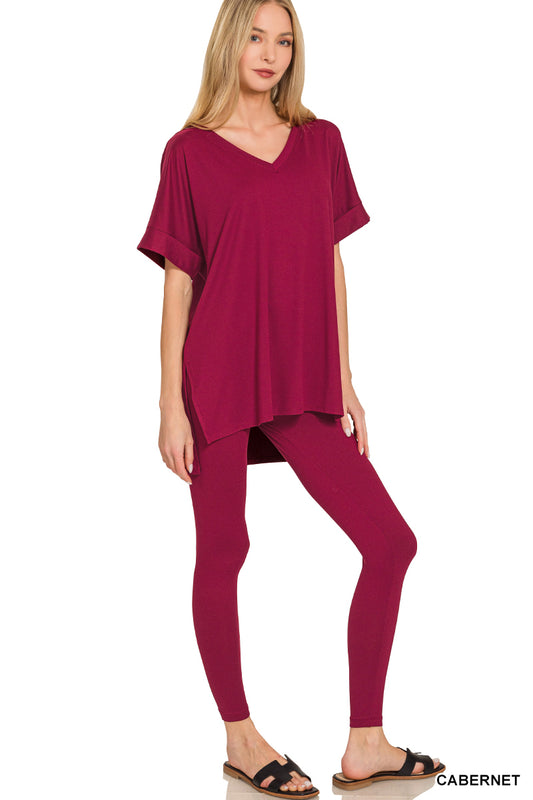 Brushed microfiber loungewear set Zenana