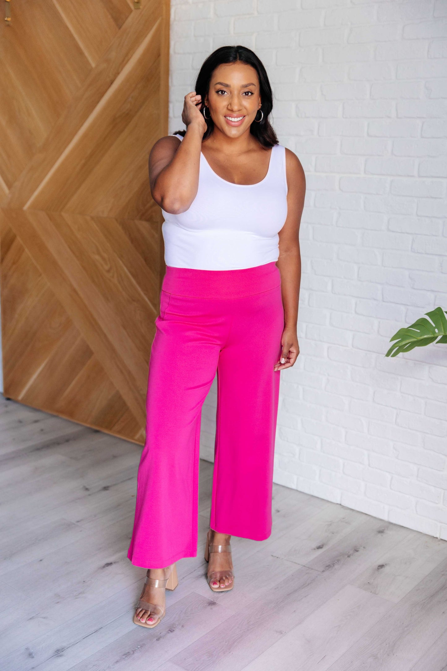 Magic Wide Leg Crop Pants in Hot Pink MadreForte LLC