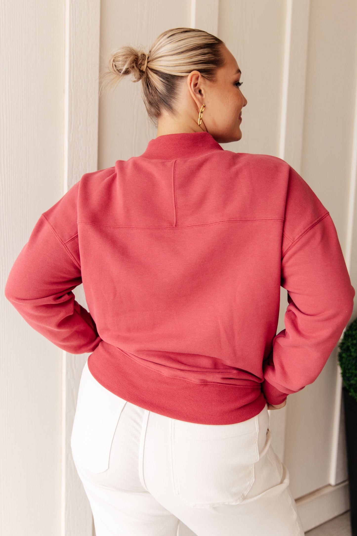 Make No Mistake Mock Neck Pullover in Cranberry MadreForte LLC