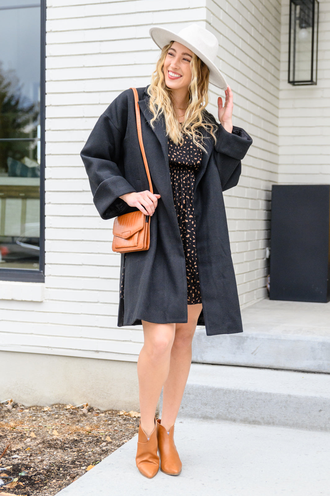 Make Your Happiness Long Sleeve Dress in Black MadreForte LLC