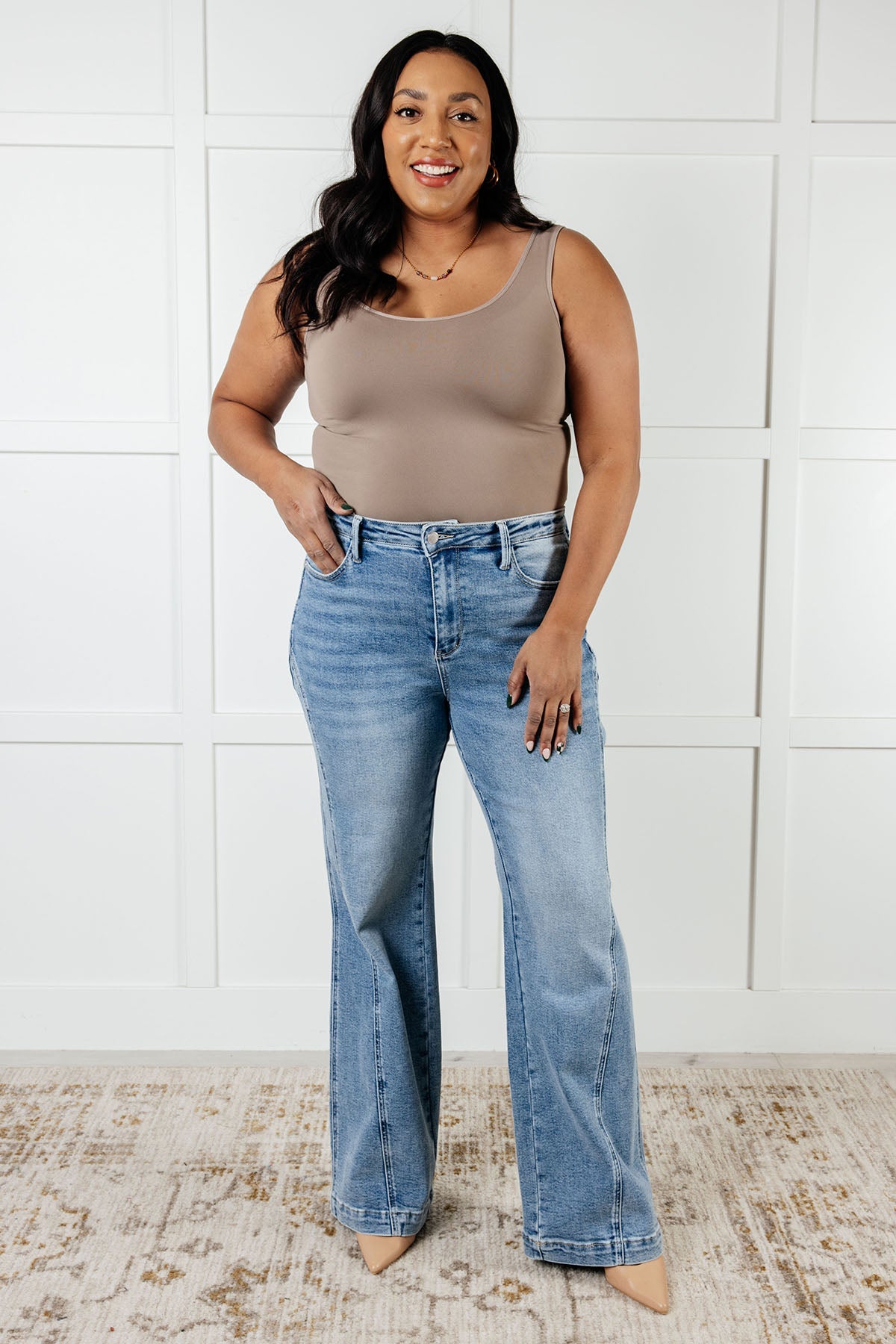 Melia High Rise Side Seam Detail Wide Leg Jeans MadreForte LLC