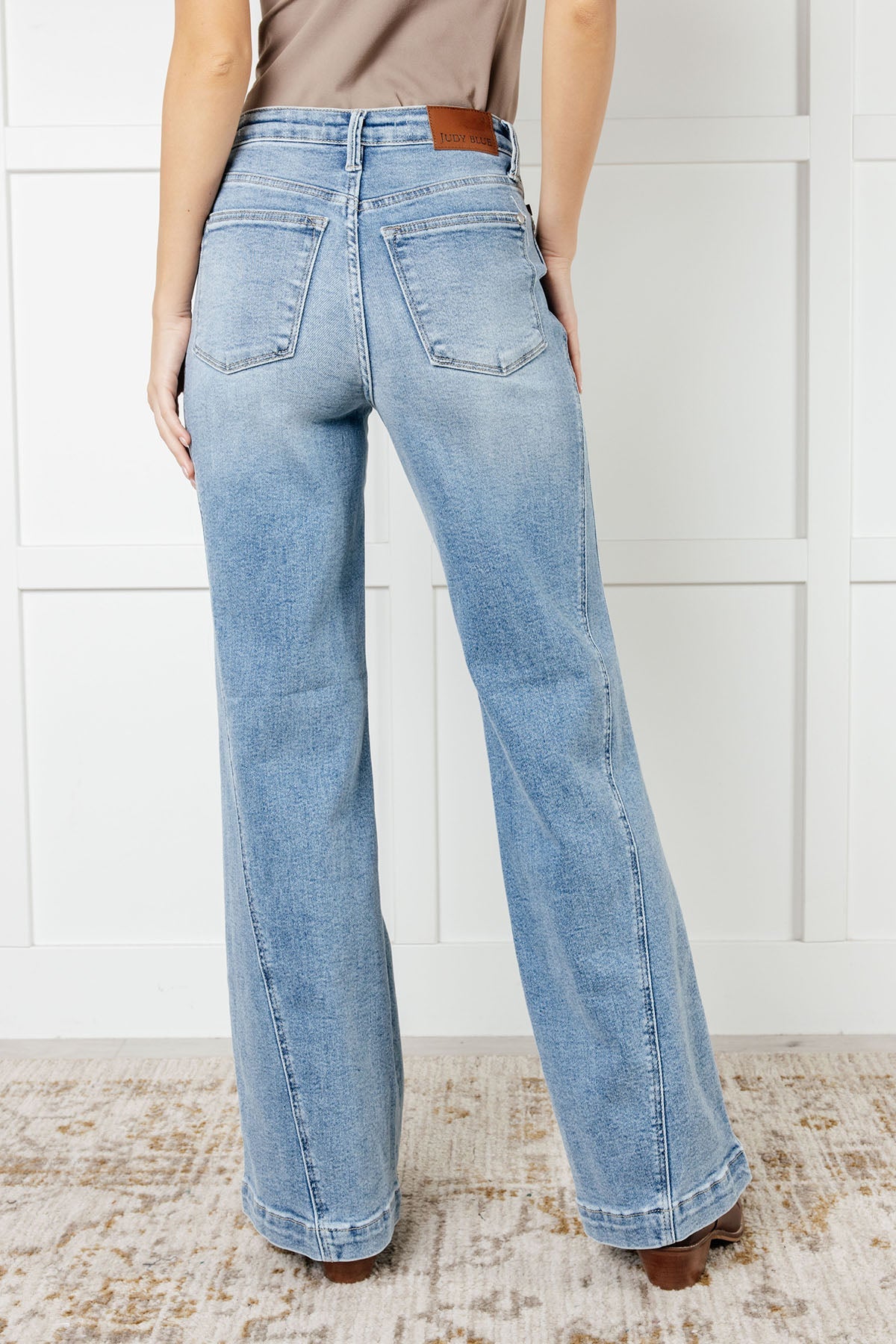 Melia High Rise Side Seam Detail Wide Leg Jeans MadreForte LLC