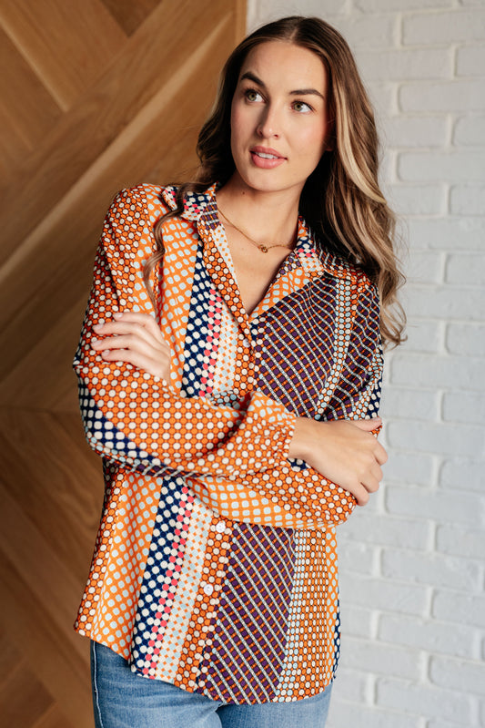 Moderately Mod Polka Dot Button Up Top MadreForte LLC