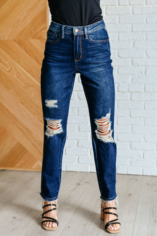 Montana High Rise Rigid Magic Distressed Straight Jeans MadreForte LLC