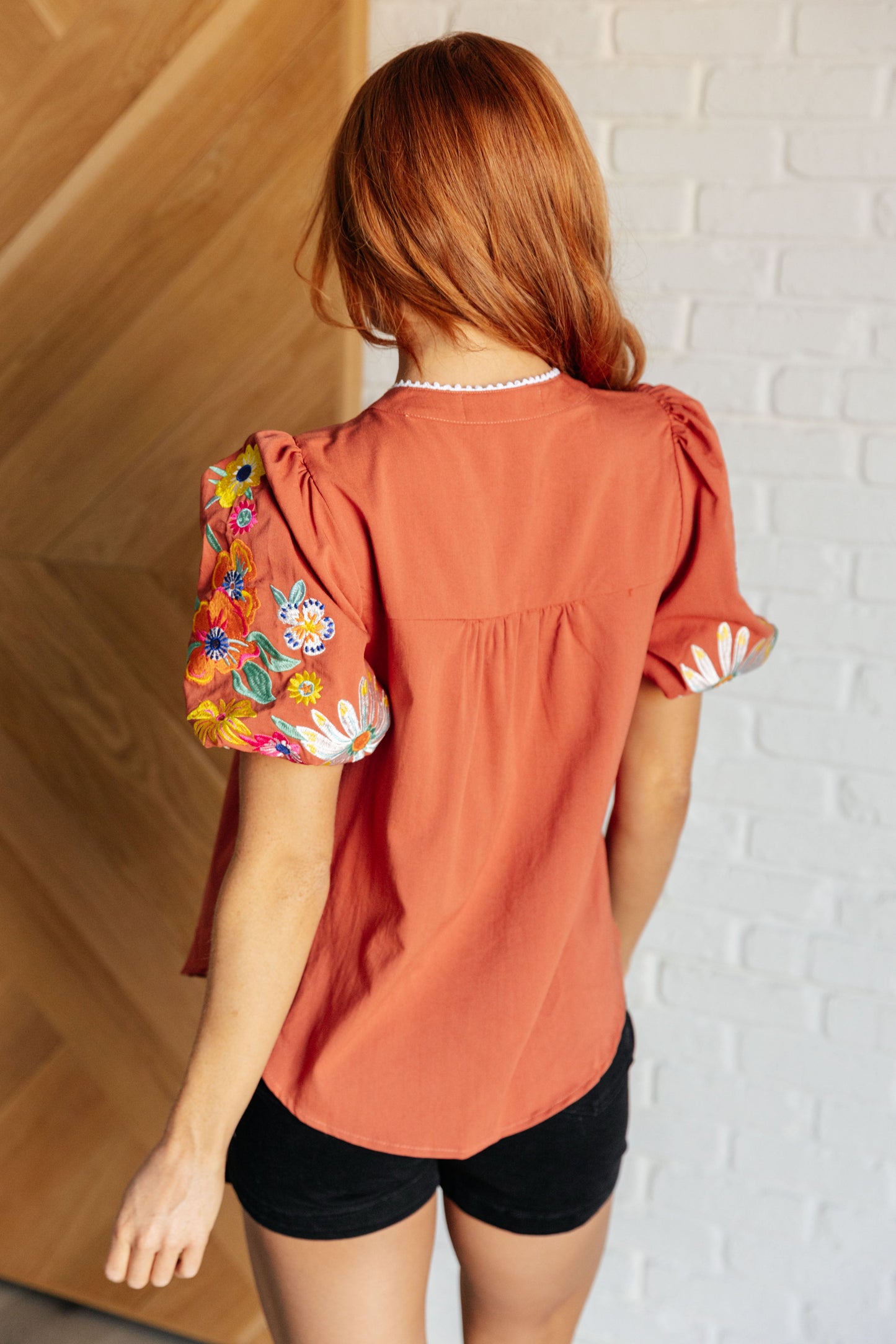 No Concerns Embroidered Sleeve Blouse MadreForte LLC