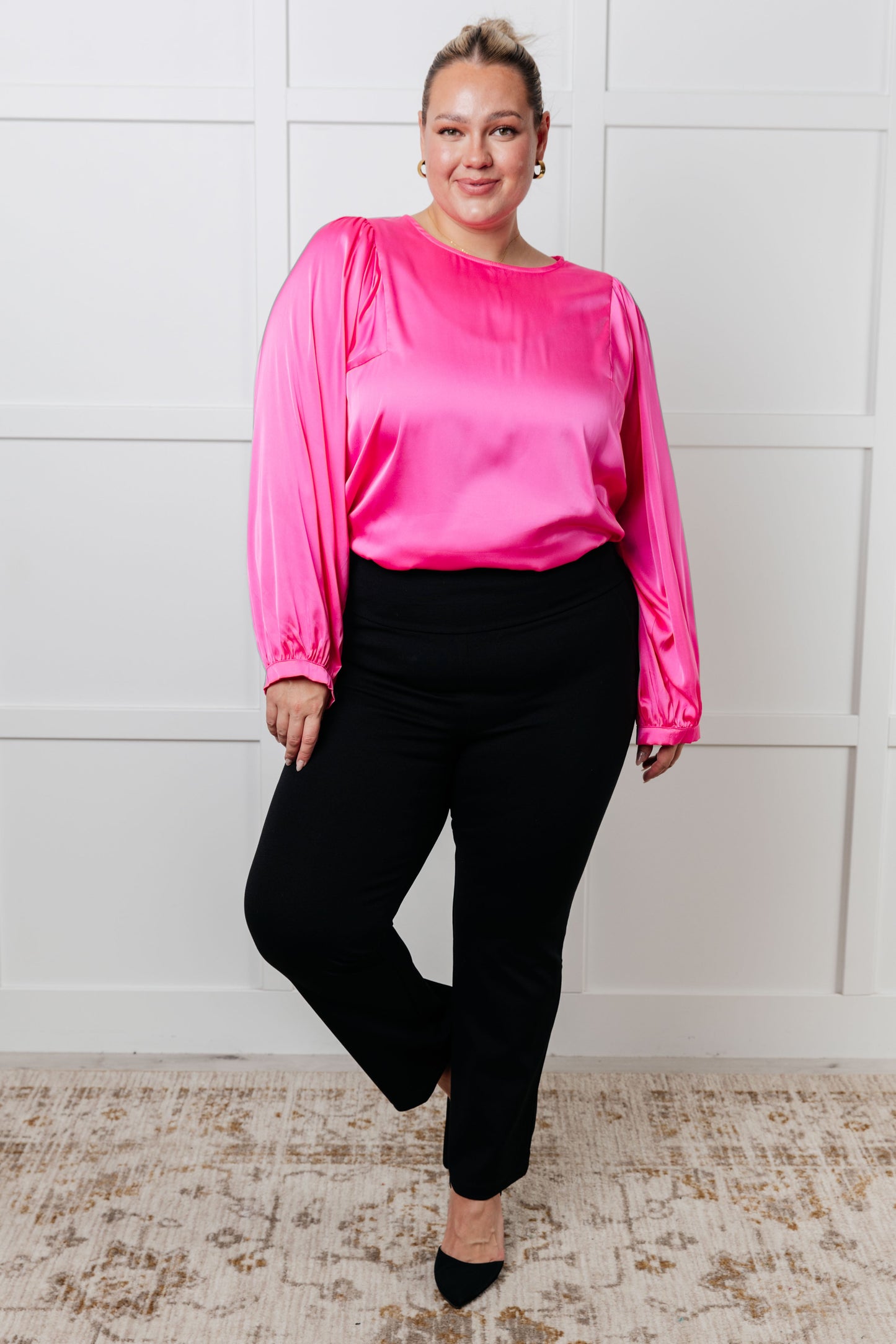 Not Exaggerating Satin Puff Sleeve Blouse MadreForte LLC