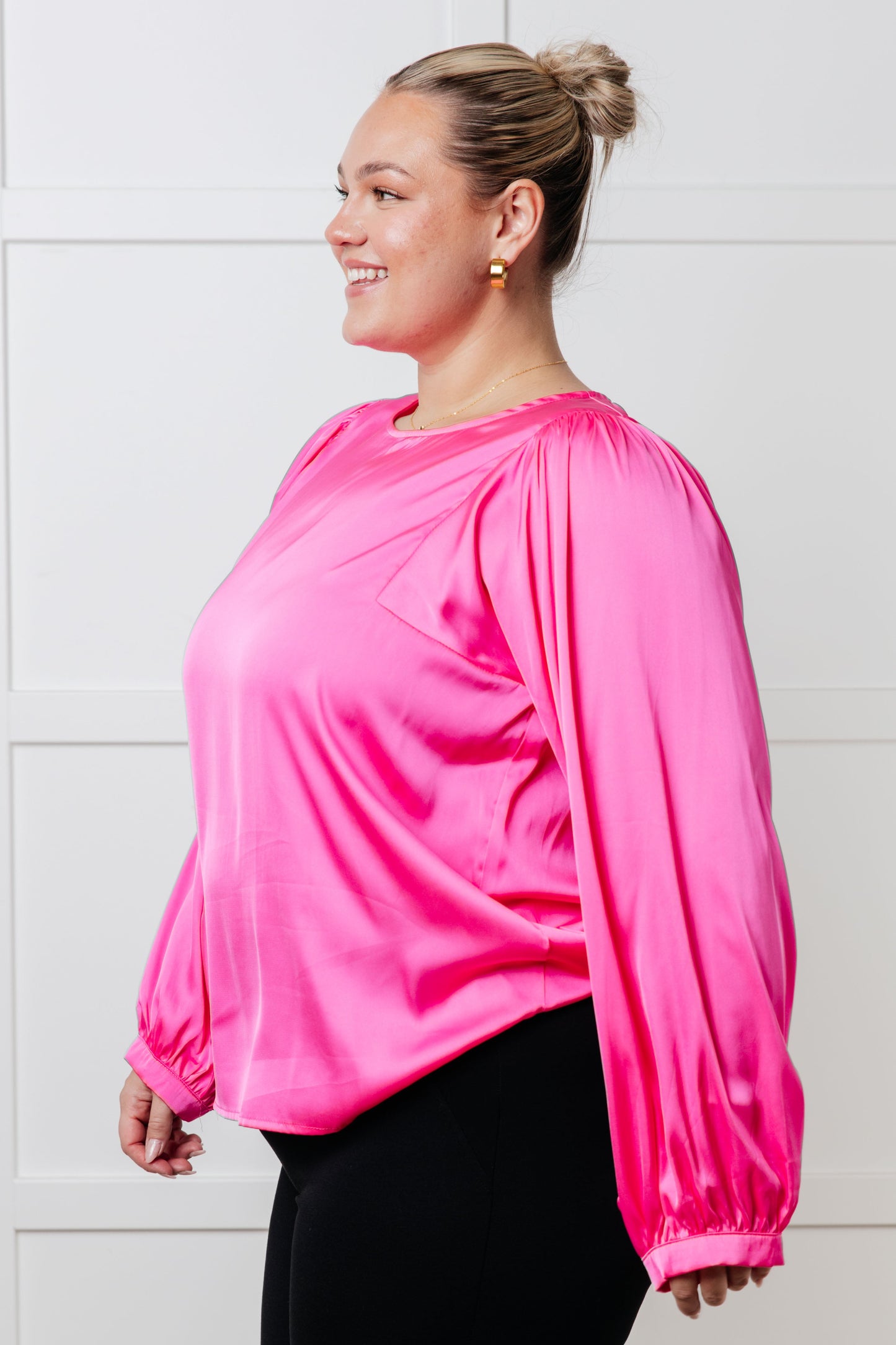 Not Exaggerating Satin Puff Sleeve Blouse MadreForte LLC