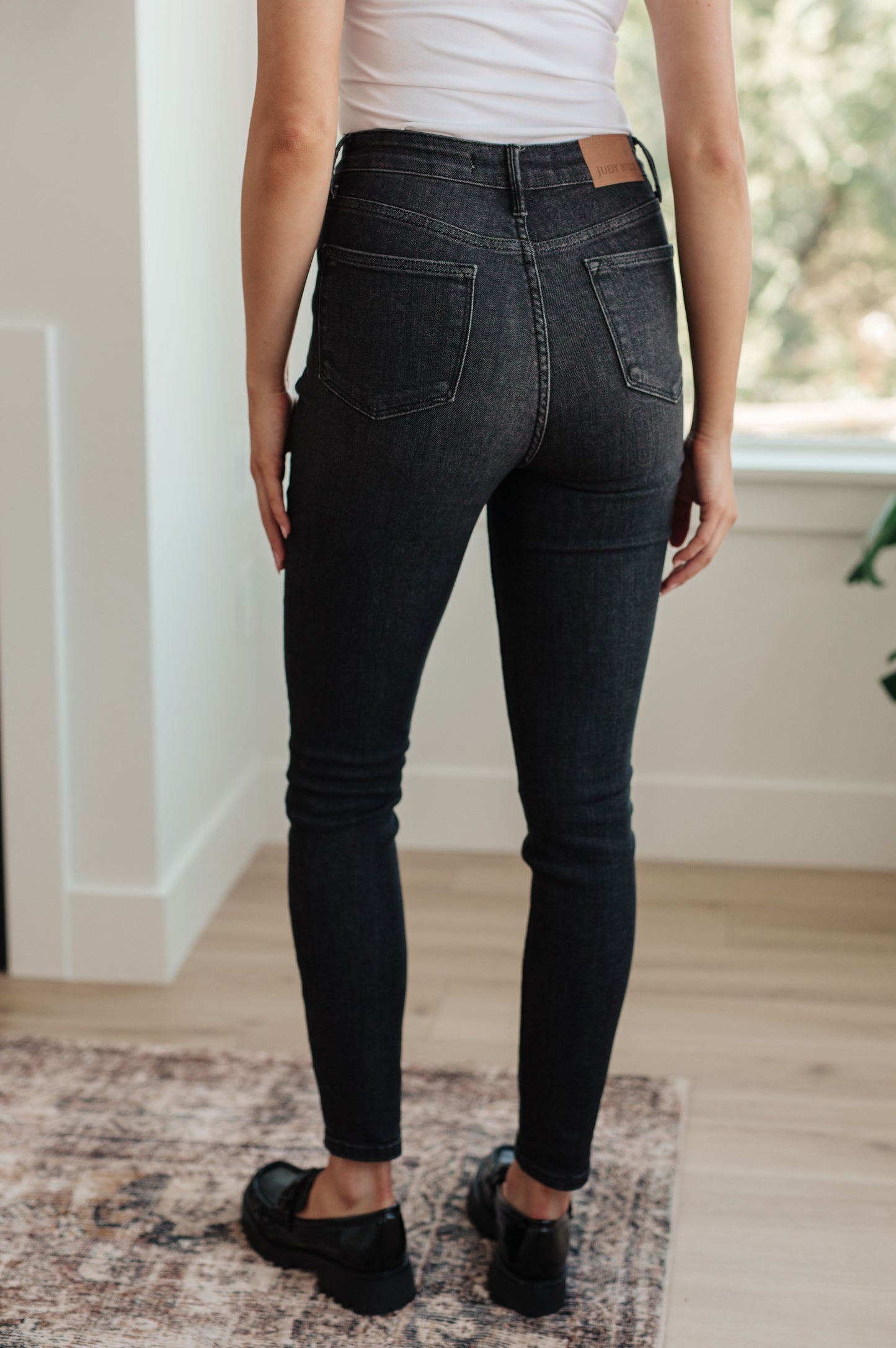 Octavia High Rise Control Top Skinny Jeans in Washed Black MadreForte LLC