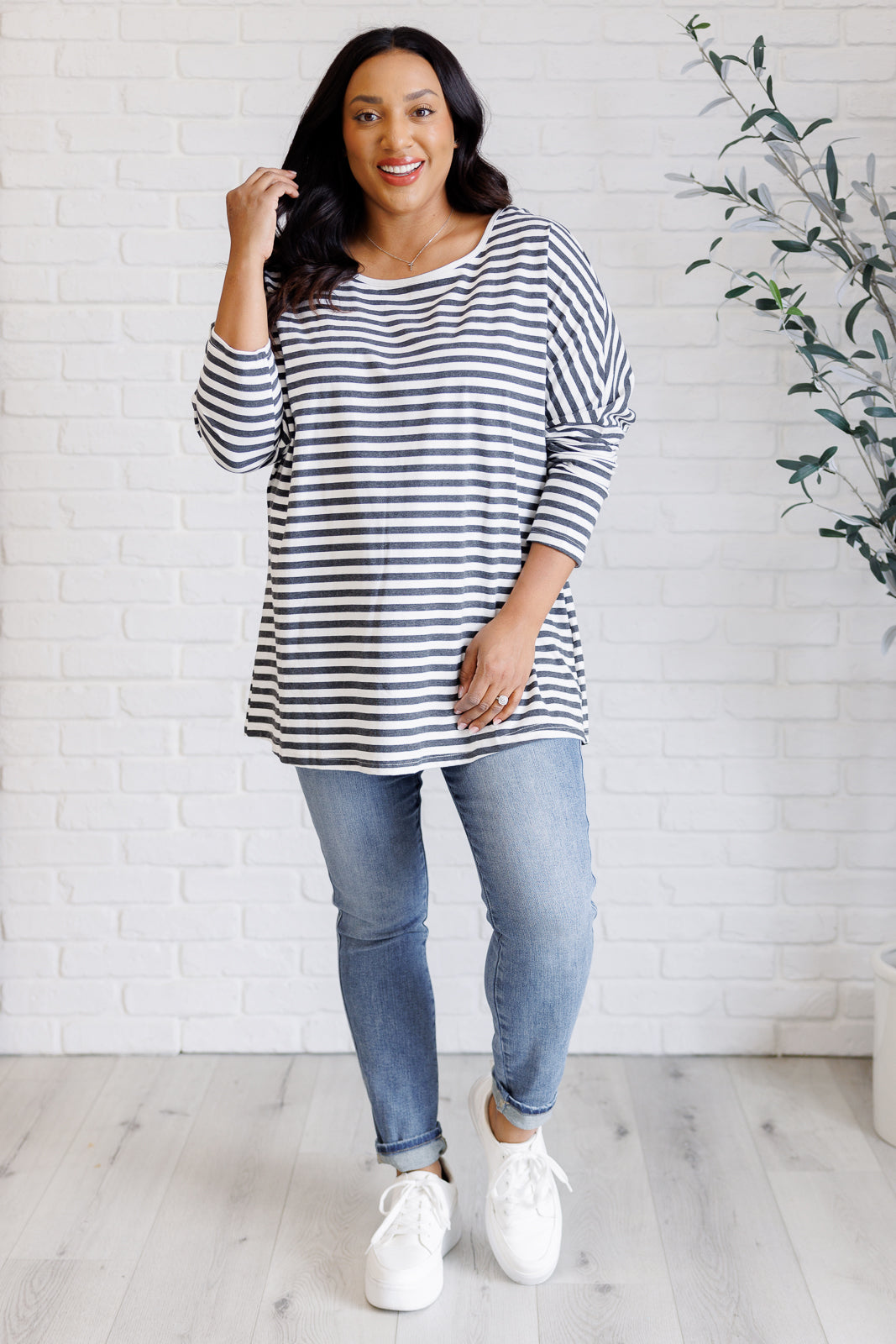 Obviously Mine Striped Oversized Top MadreForte LLC