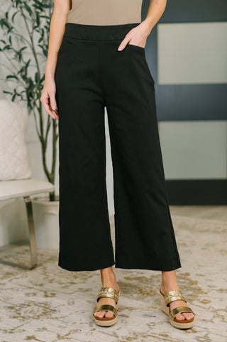 Only Pair High Waisted Wide Leg Bottoms in Black