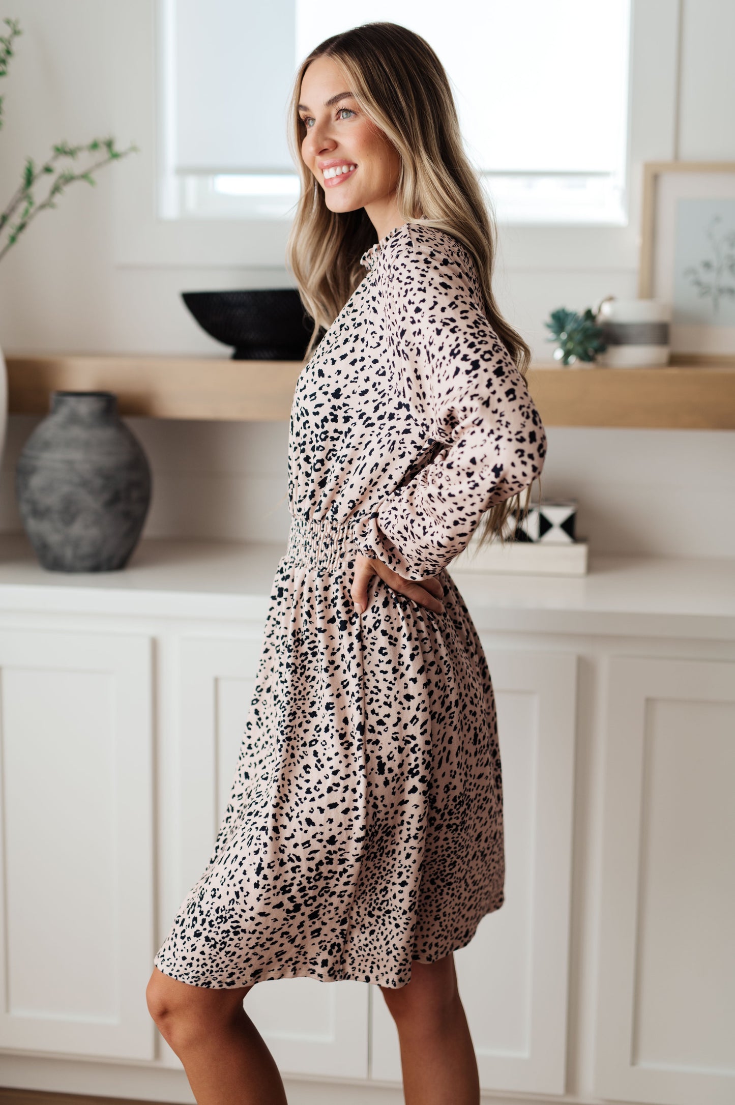 Ophelia Animal Print Shirred Waist Dress MadreForte LLC