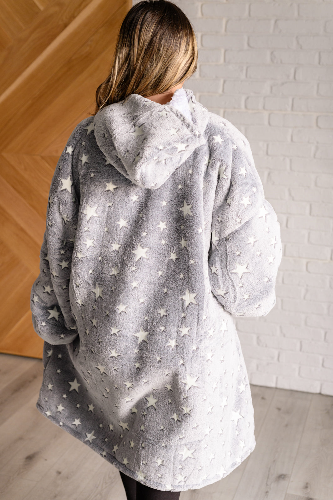 Oversized Blanket Hoodie in Grey Stars MadreForte LLC