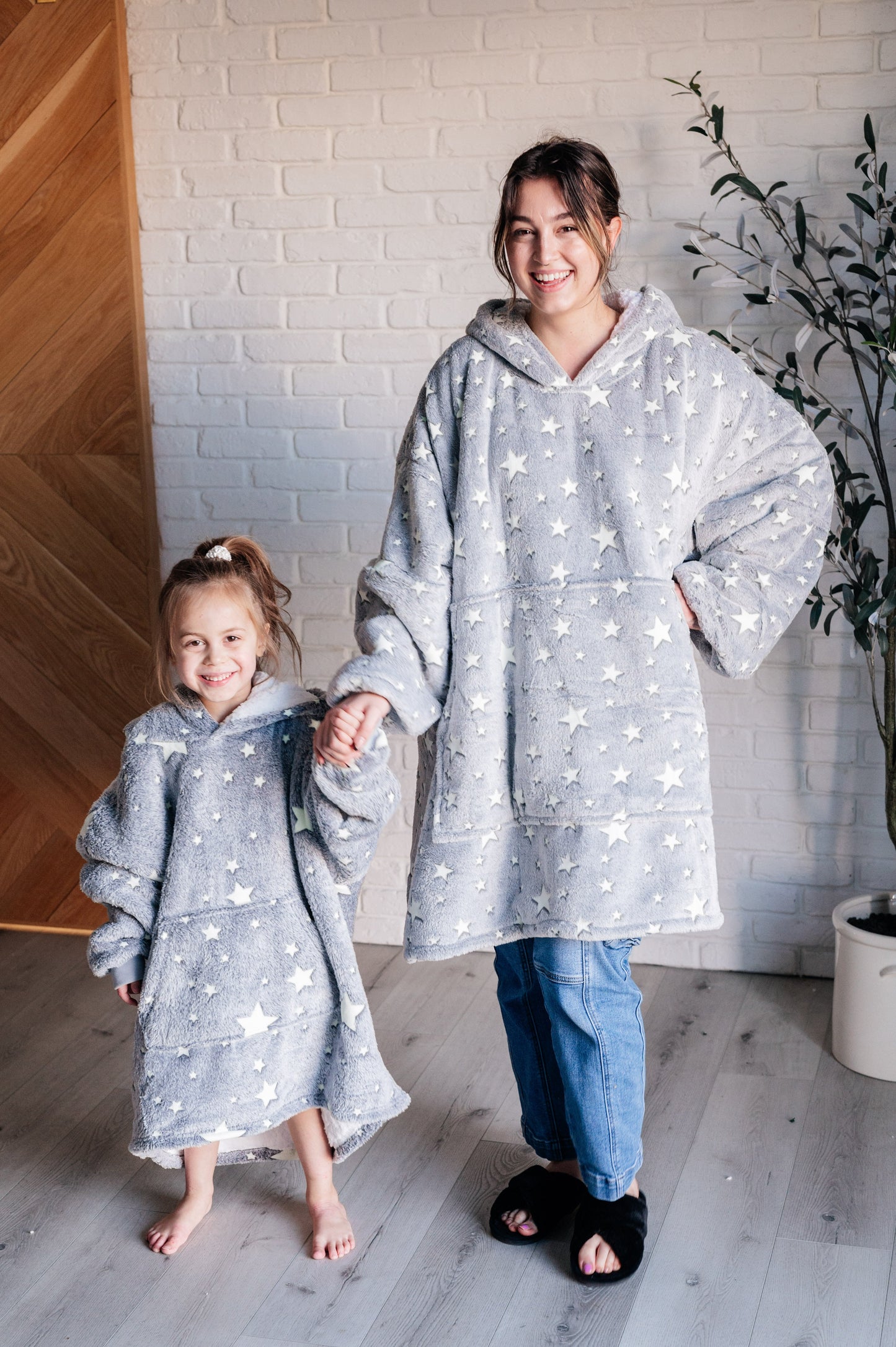 Oversized Blanket Hoodie in Grey Stars MadreForte LLC