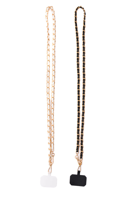 PU Leather Gold Chain Cell Phone Lanyard Set of 2 MadreForte LLC