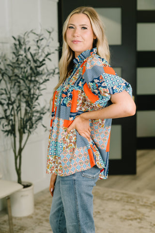 Pardon Me Patchwork Puff Sleeve Blouse