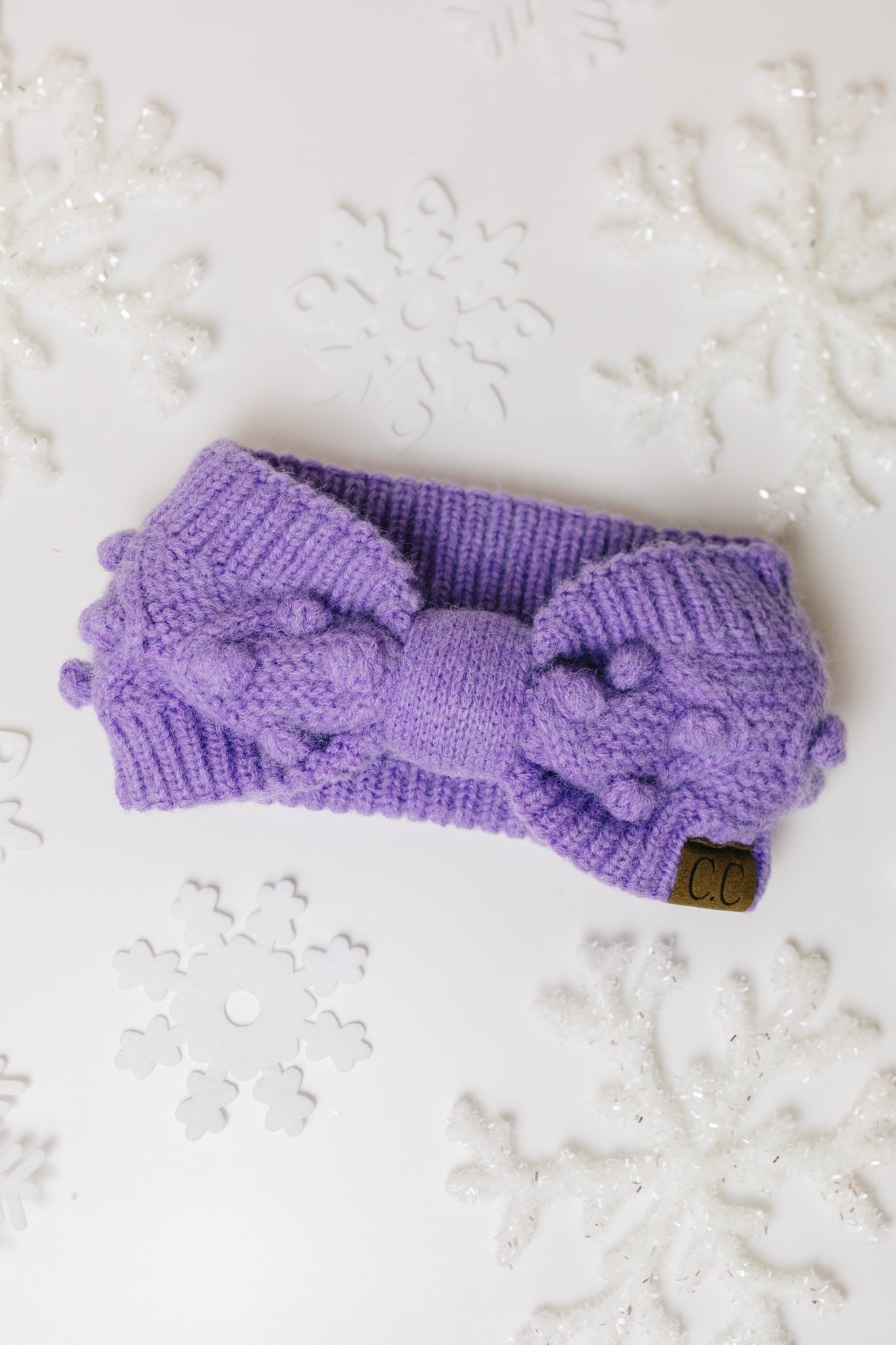 Pom Knit Head Wrap In Periwinkle MadreForte LLC