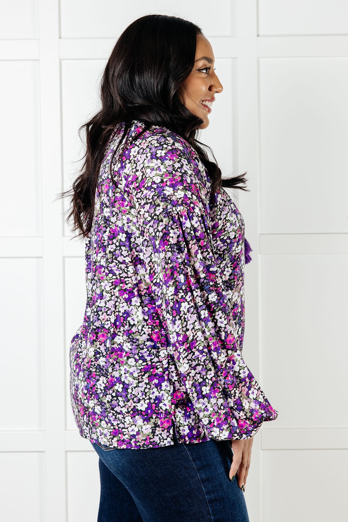 Pulled Together Ditsy Floral Bubble Sleeve Blouse MadreForte LLC