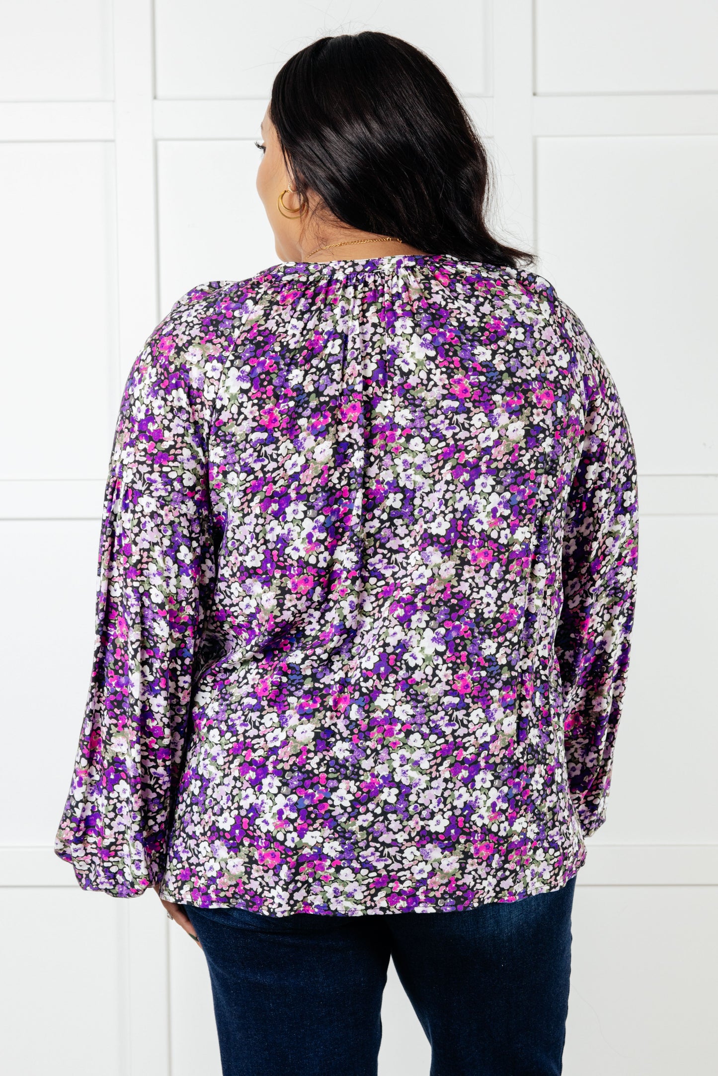 Pulled Together Ditsy Floral Bubble Sleeve Blouse MadreForte LLC