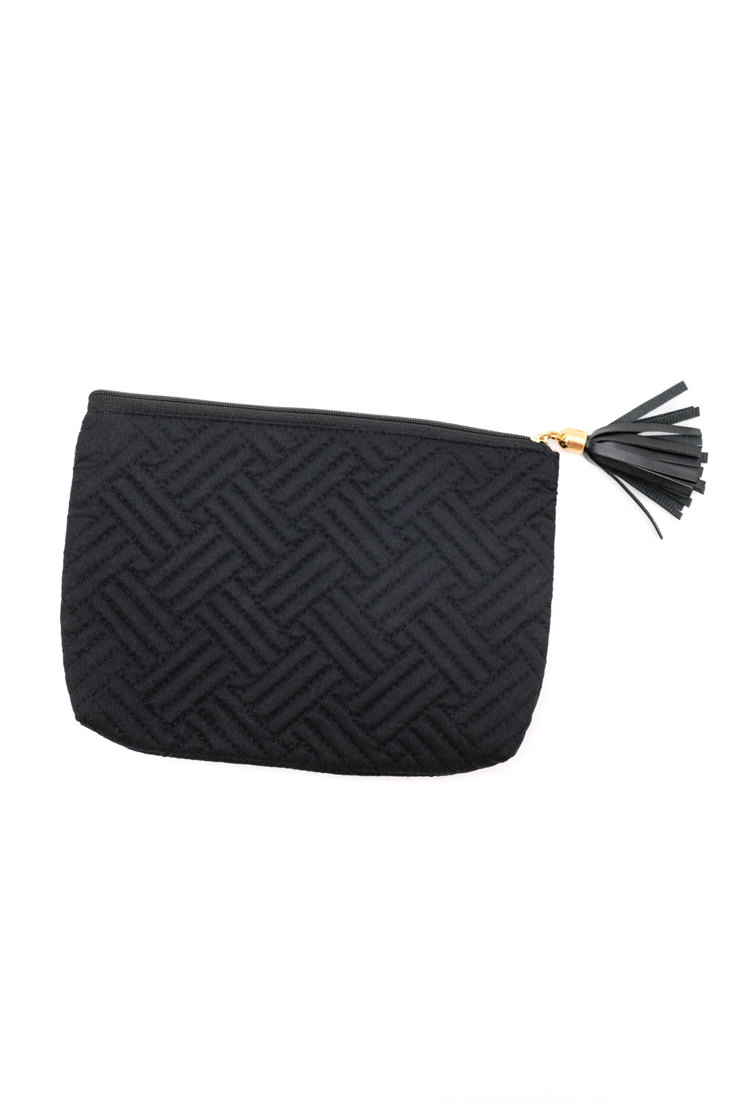 Quilted Travel Zip Pouch in Black MadreForte LLC