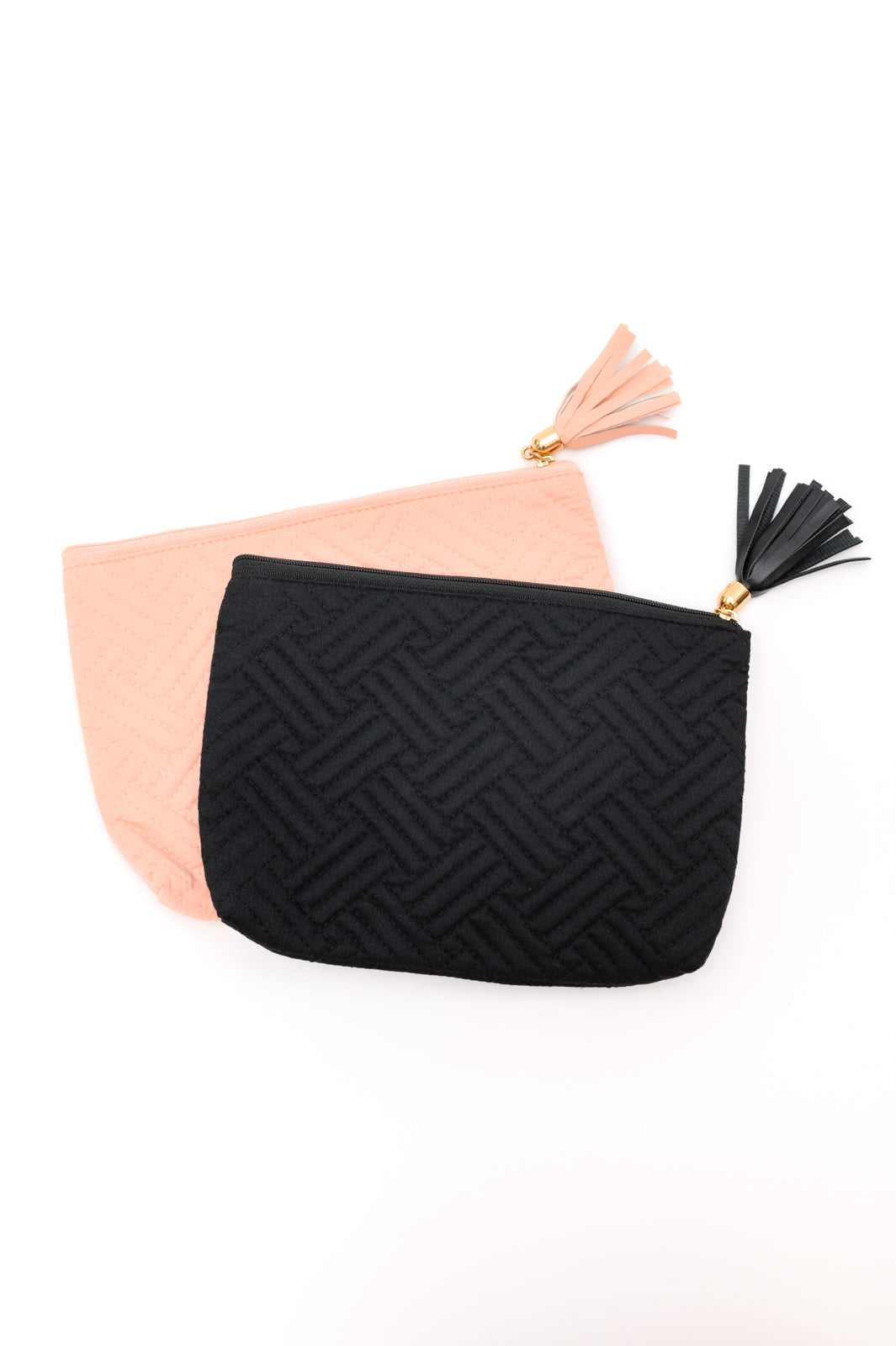 Quilted Travel Zip Pouch in Black MadreForte LLC