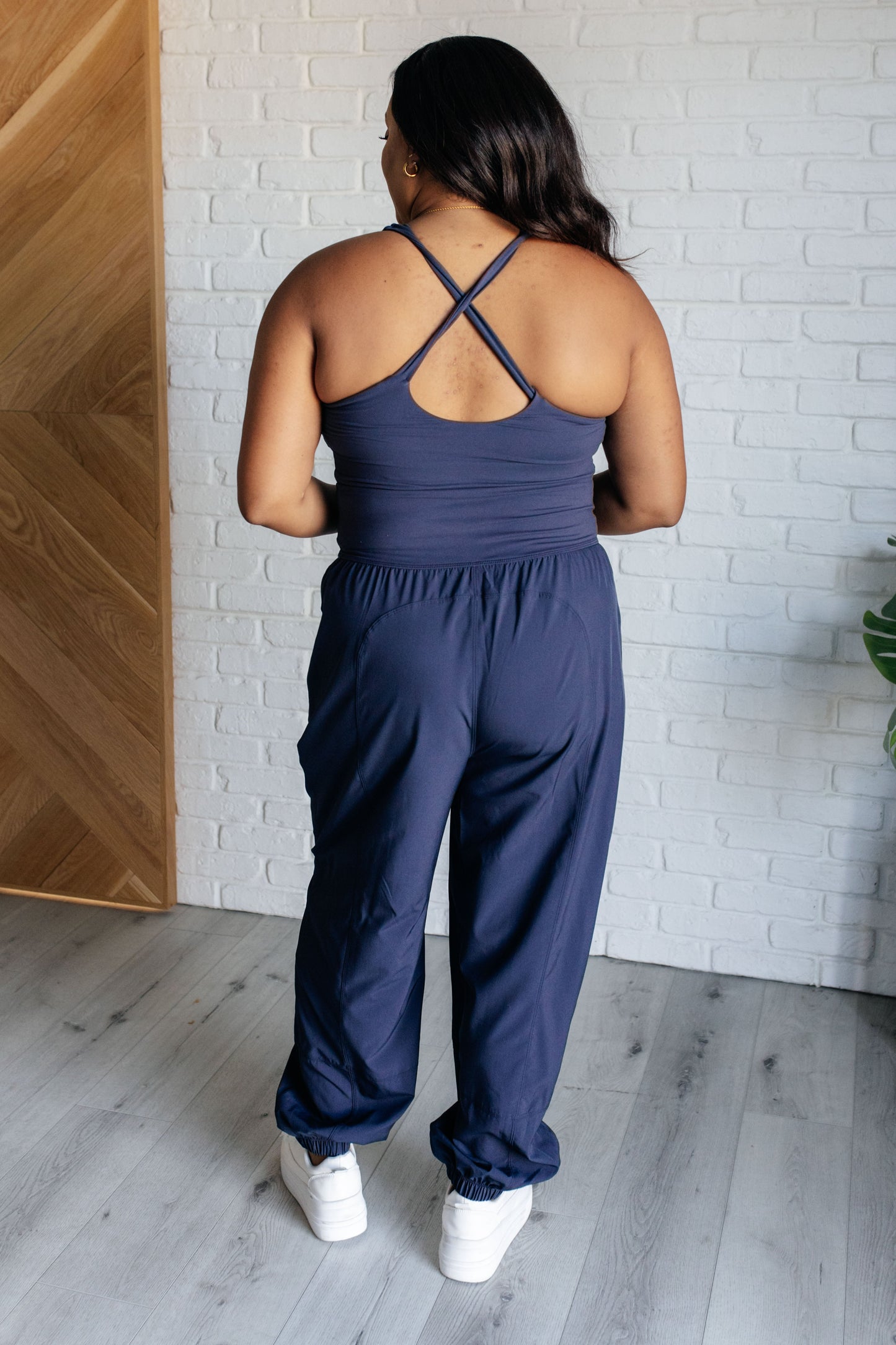 Raising Heart Rate Cut Out Jumpsuit in Navy MadreForte LLC