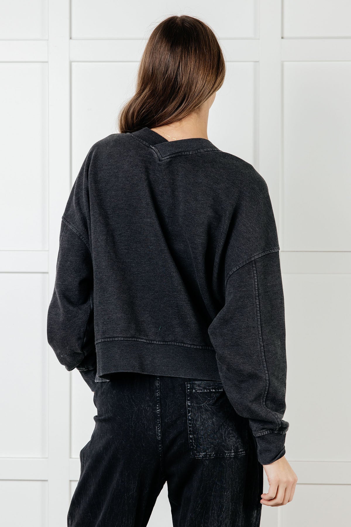 Rep Ready Mineral Wash French Terry Pullover in Black MadreForte LLC