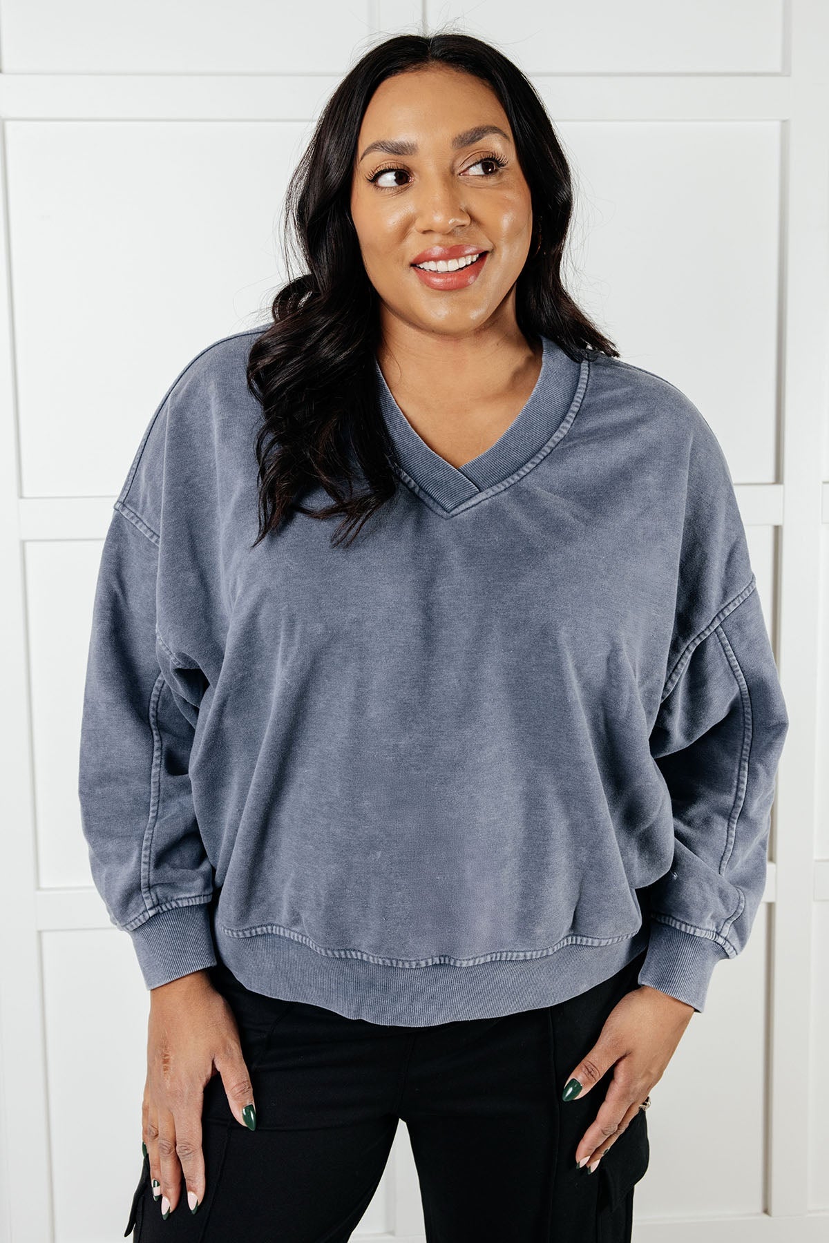 Rep Ready Mineral Wash French Terry Pullover in Blue MadreForte LLC