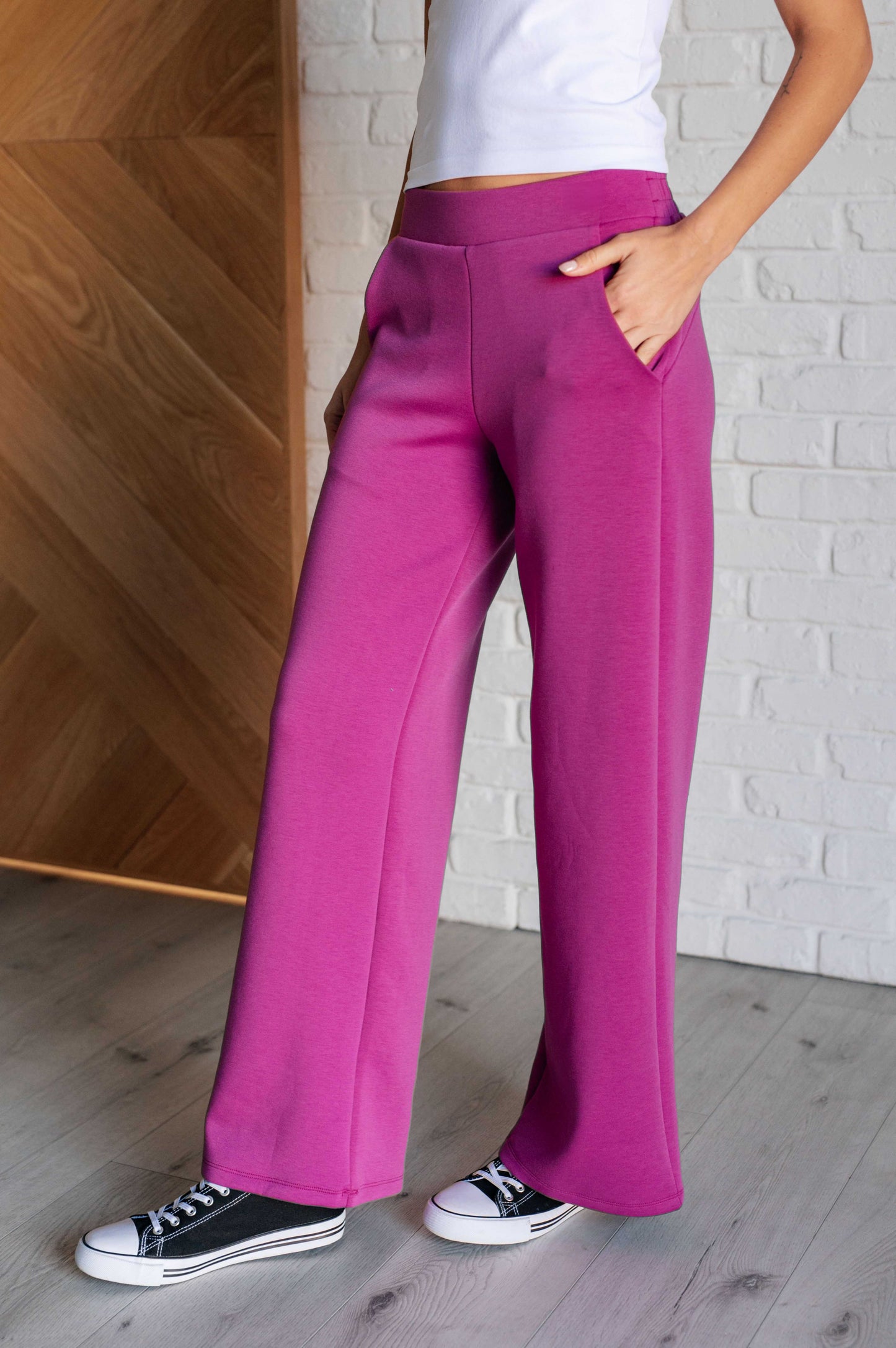 Resort Travel Wide Leg Crop Pant in Magenta MadreForte LLC