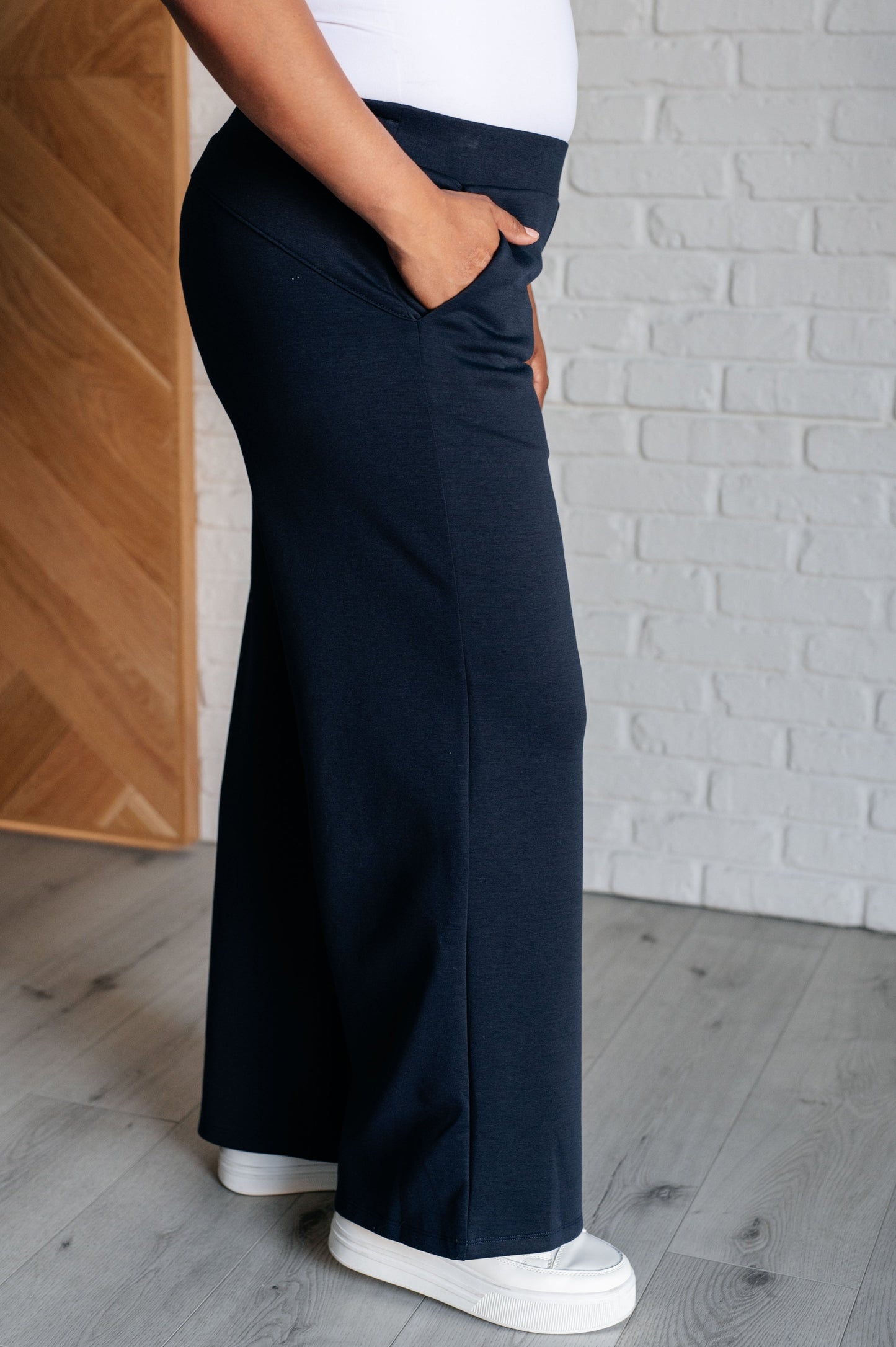 Resort Travel Wide Leg Crop Pant in  Navy MadreForte LLC