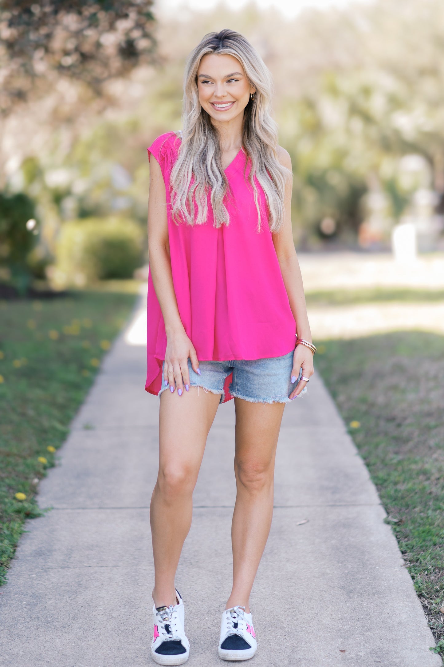 Pink Petals Sleeveless Top