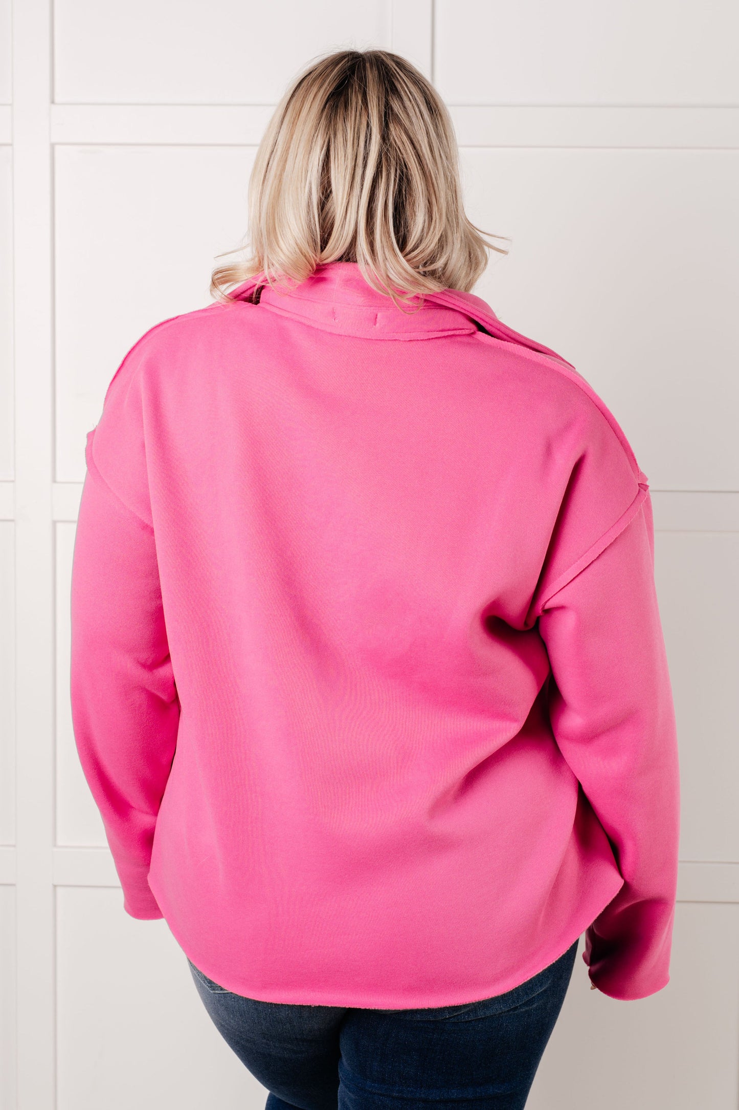 Same Ol' Situation Collared Pullover in Hot Pink MadreForte LLC