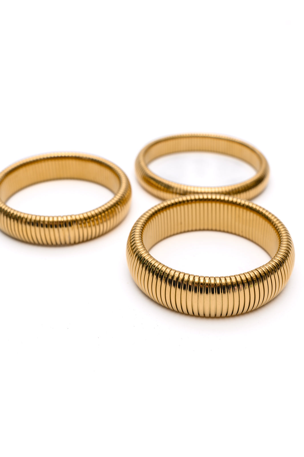 Sassy but Classy Ribbed Bangles in Gold Set of 3 MadreForte LLC