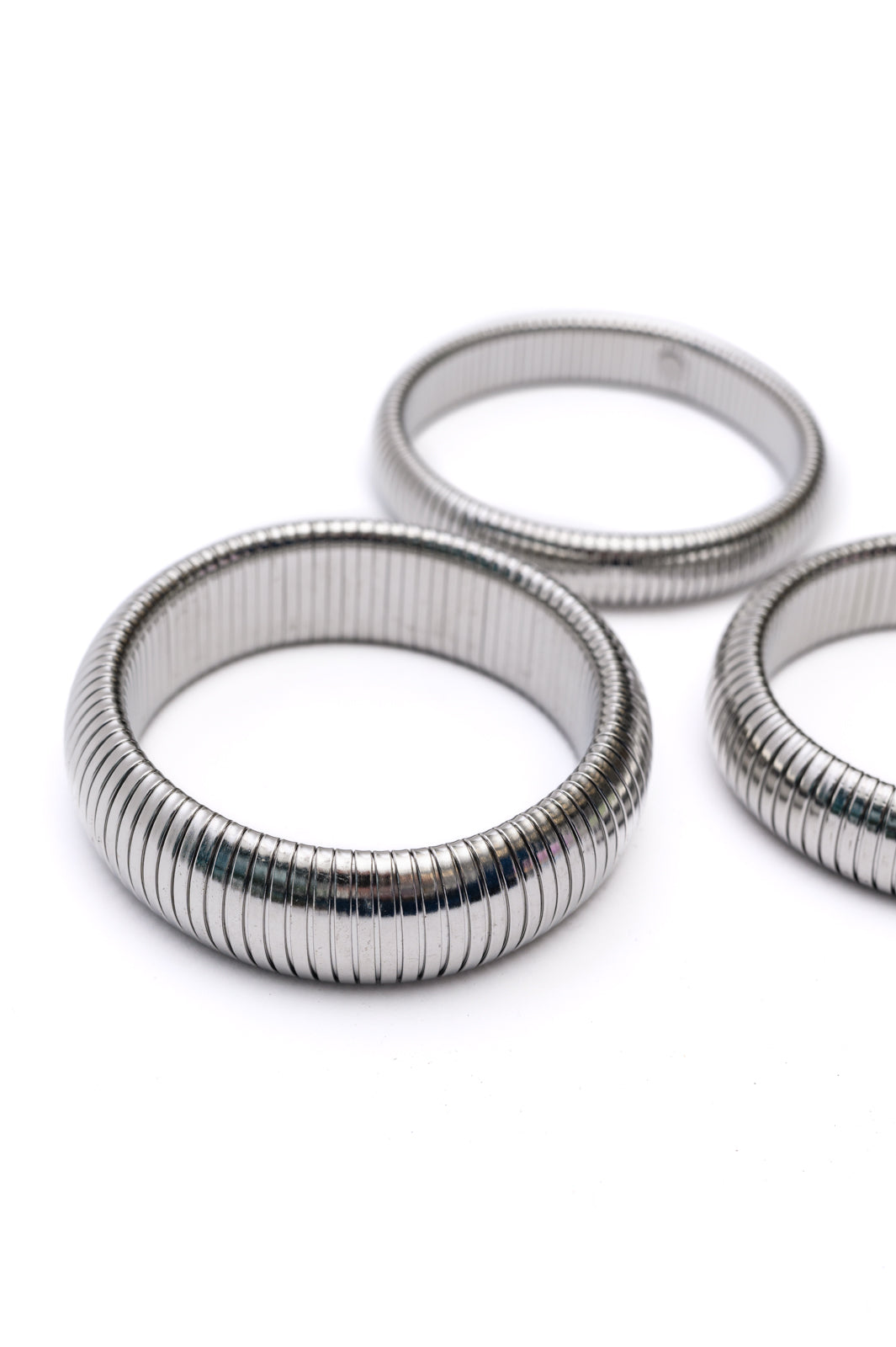 Sassy but Classy Ribbed Bangles in Silver Set of 3 MadreForte LLC