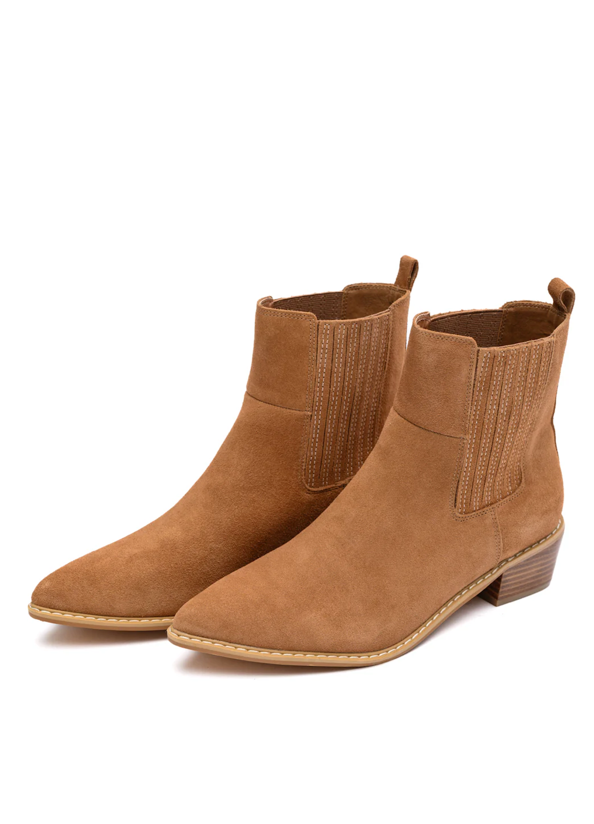 Leonor Suede Ankle Boot in Tan MadreForte LLC