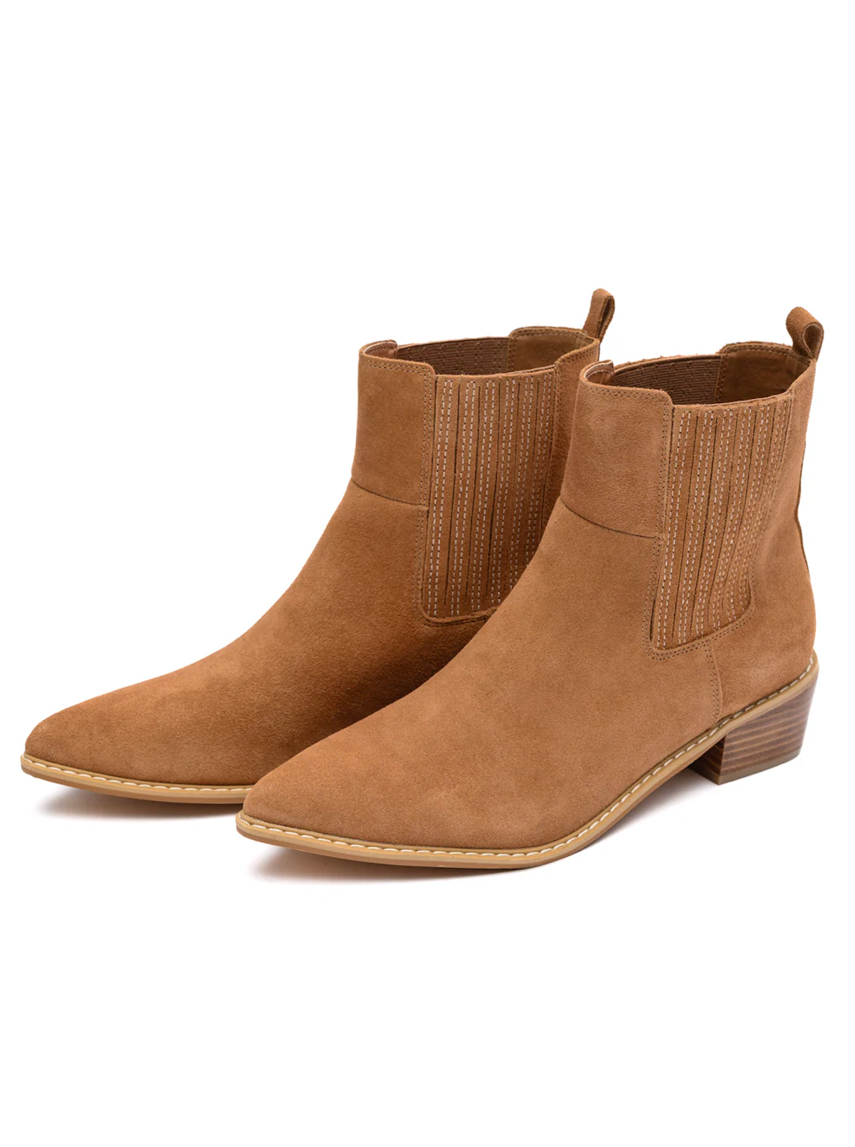 Leonor Suede Ankle Boot in Tan MadreForte LLC